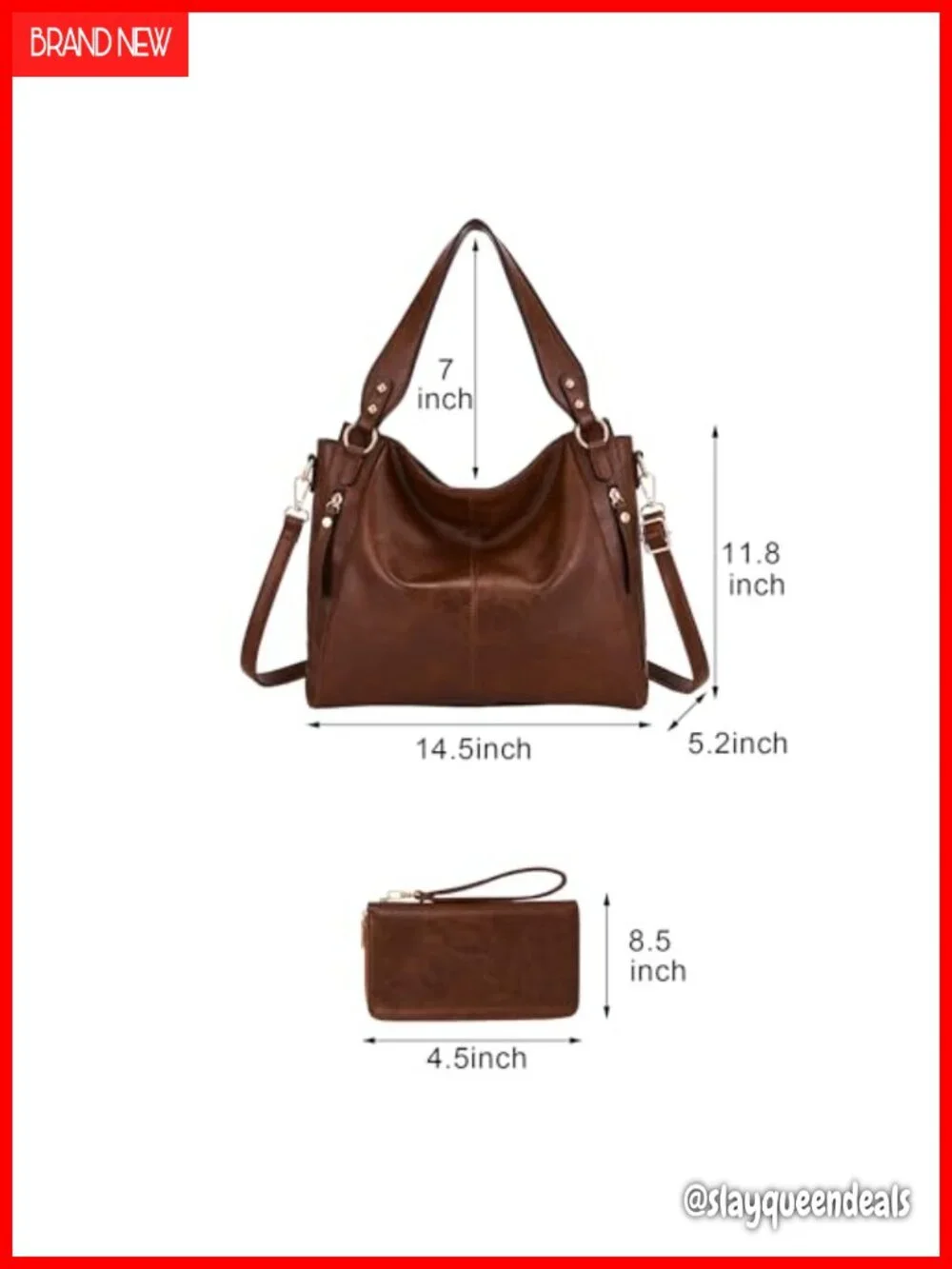 Women's Hobo Tote Shoulder Bag Purse & Wallet Set, Faux Leather, Large Capacity